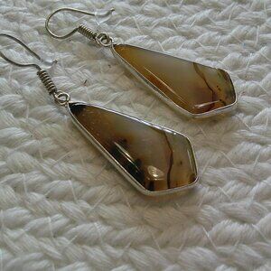 Stunning MONTANA AGATE Handmade Sterling 925 Dangle Earrings #426E